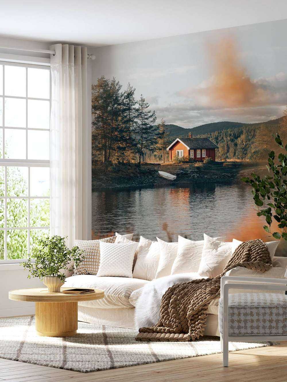 Red house by the lake