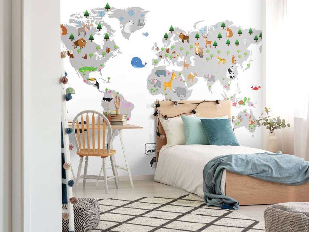 World map for children with white background
