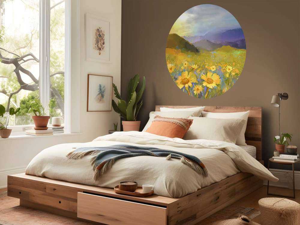 Oil painting rural sunset