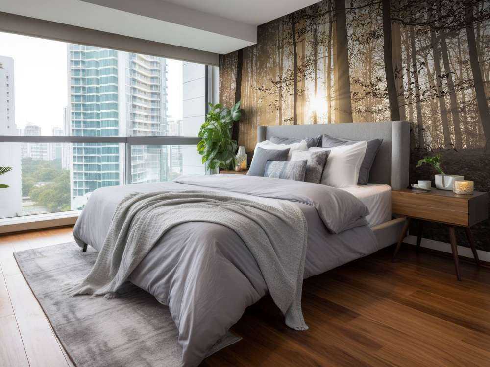 Sunshine in a misty forest