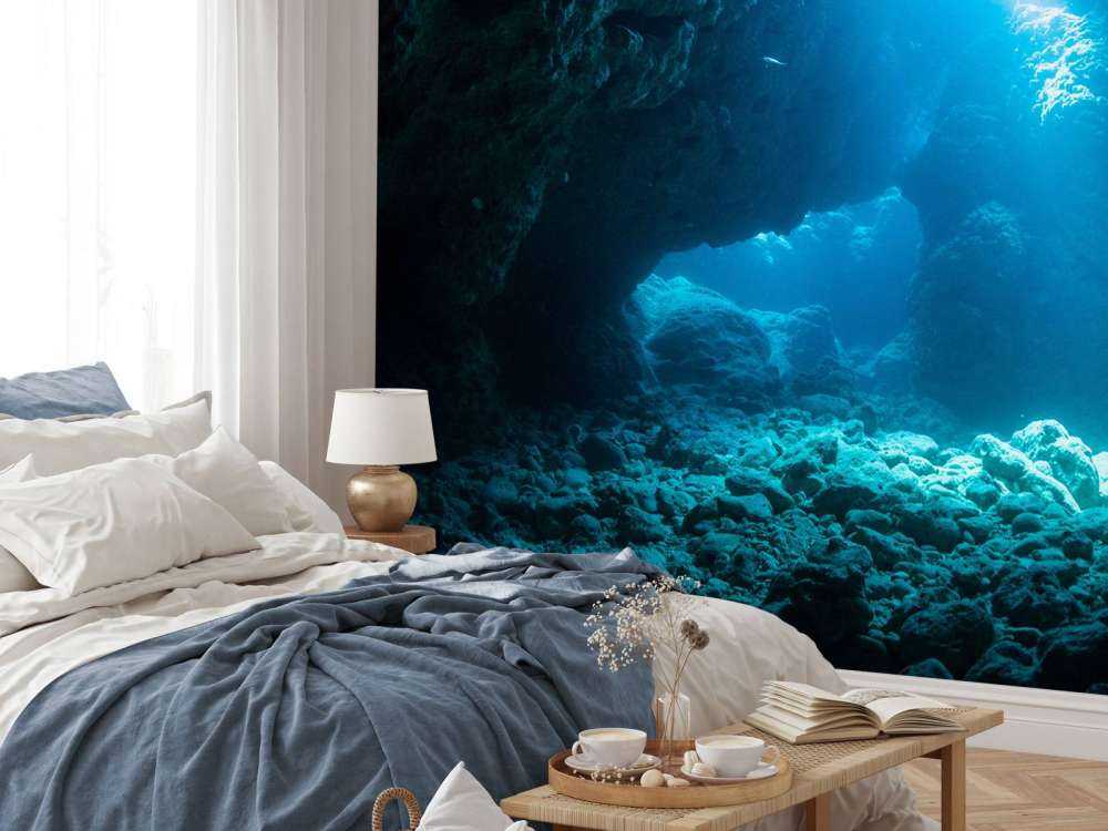 Dark cave in the ocean