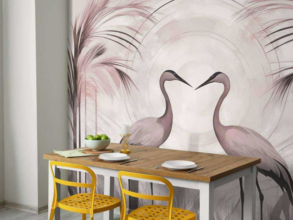 Cranes at Sunset Pink