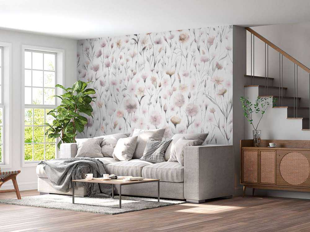 Cornflowers and field grasses pink