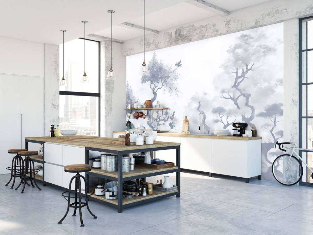 Blooming brown trees