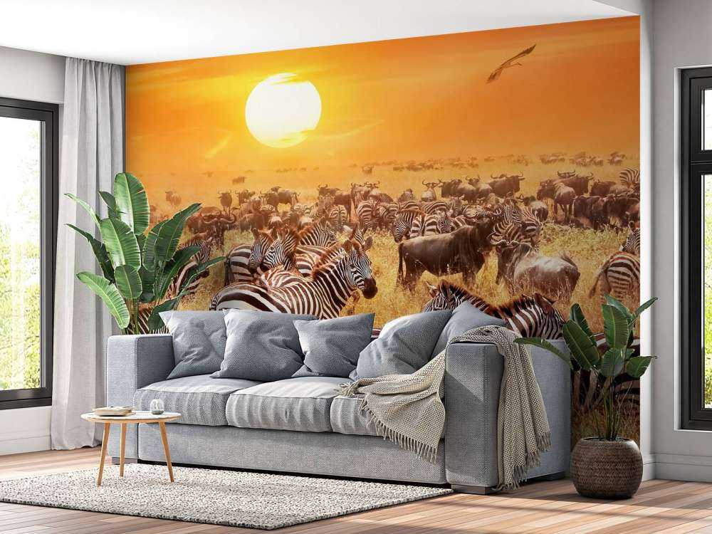 Savanna sun with zebras