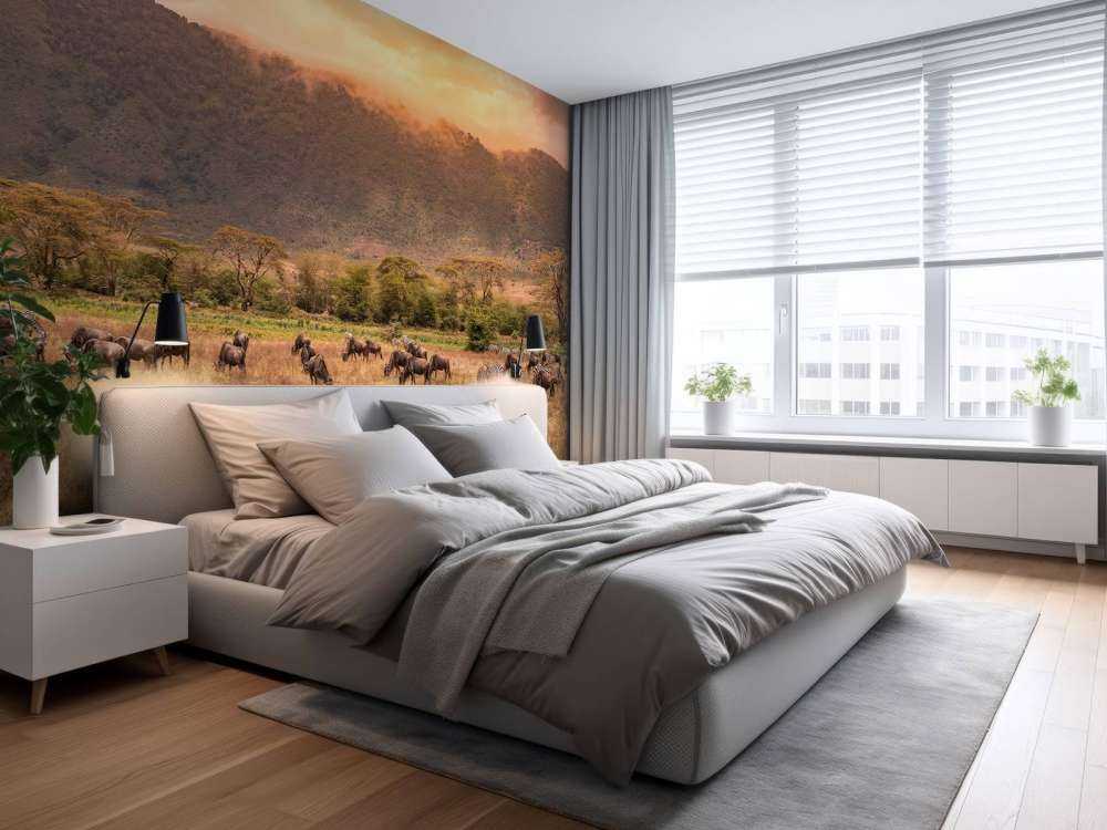 Savanna landscape with zebras