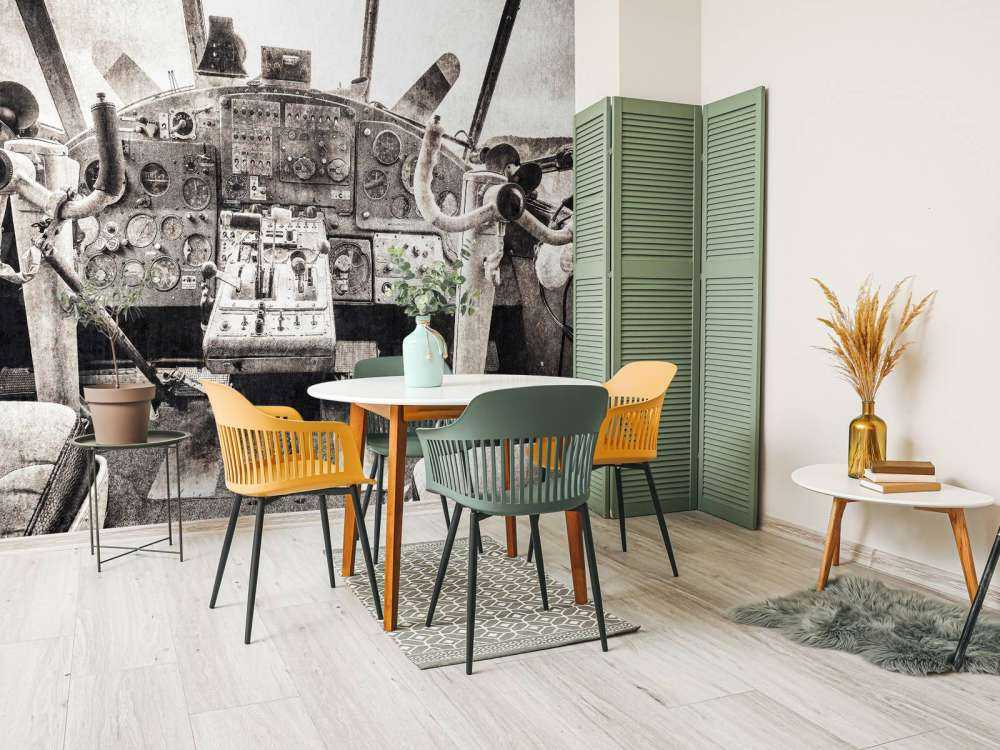 Aeroplane cockpit in sepia