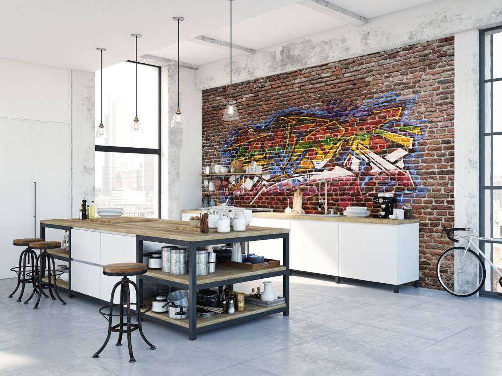 Graffiti on brick wall