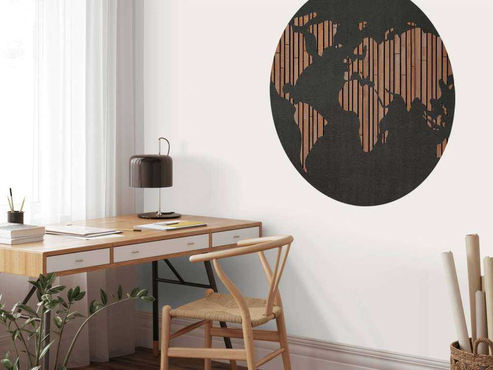 World map with wooden boards
