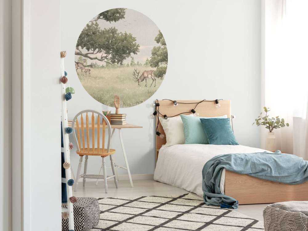 Landscape with animals in beige