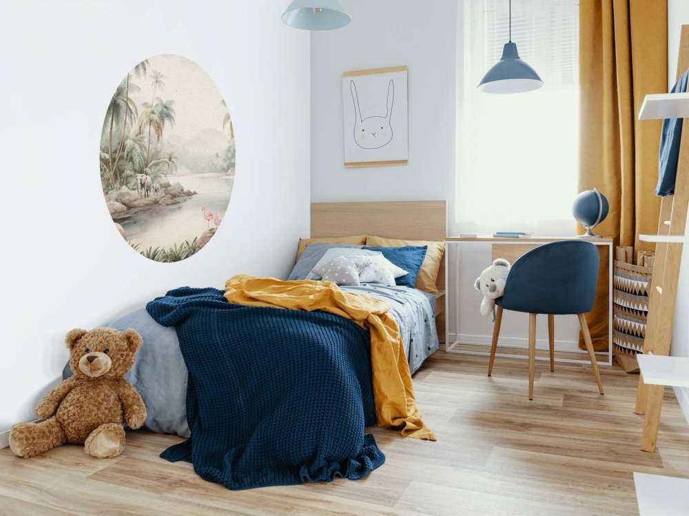 Jungle landscape with animals in color