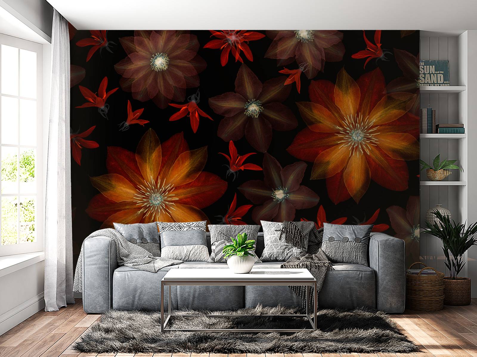 Red clematis flowers