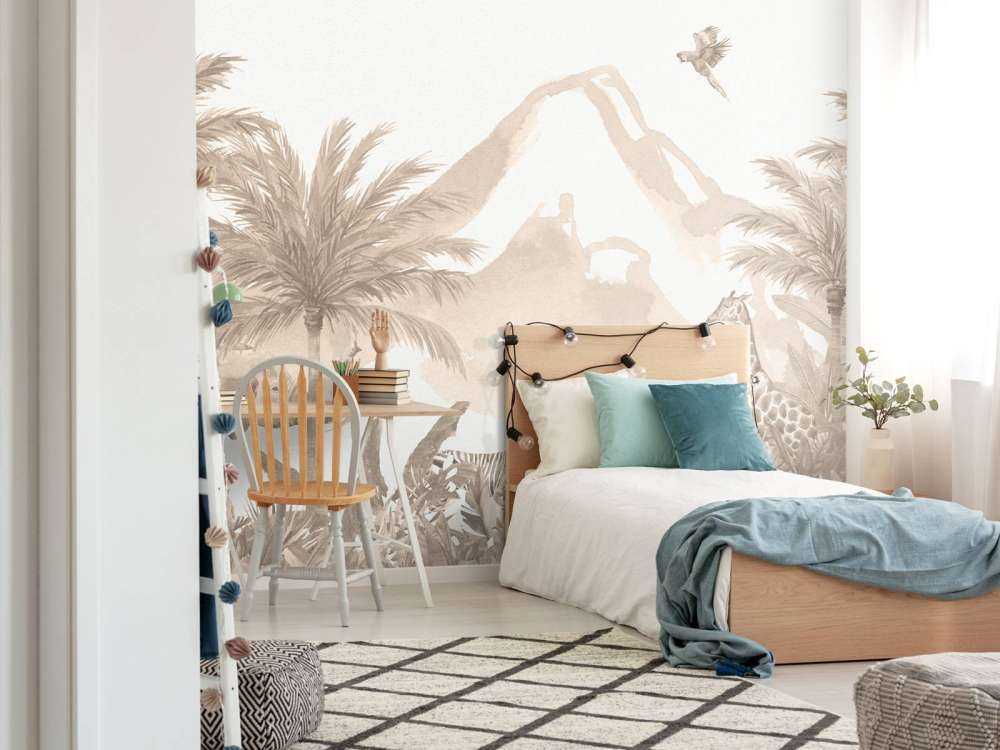 Jungle animals in taupe