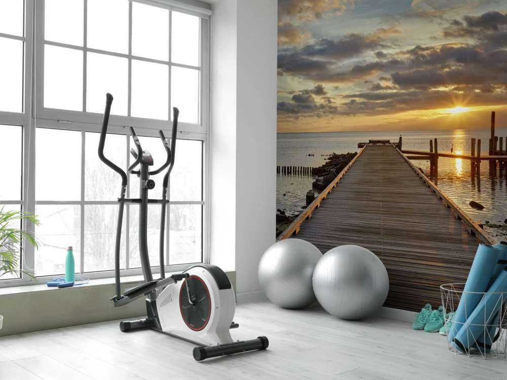 Wooden jetty with sunrise