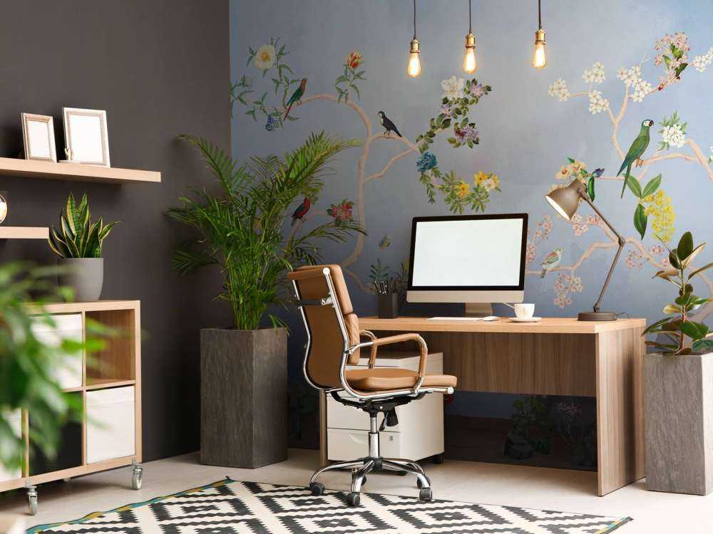 Birds in the Garden Blue Panorama