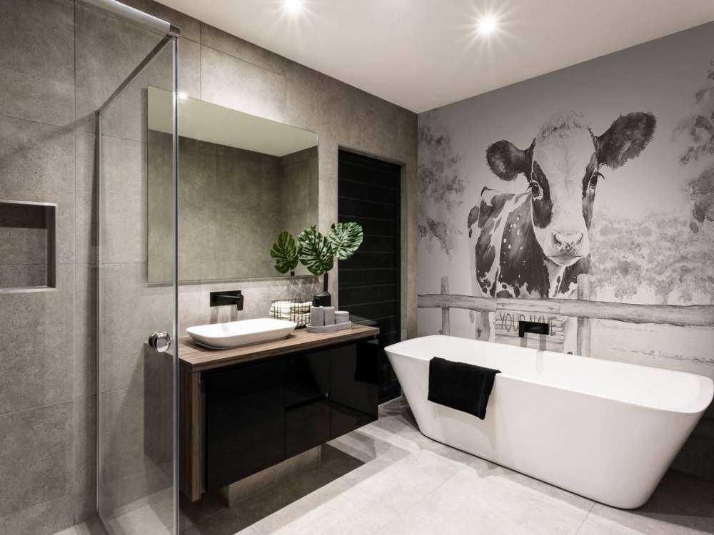 Baby cow in a field beige