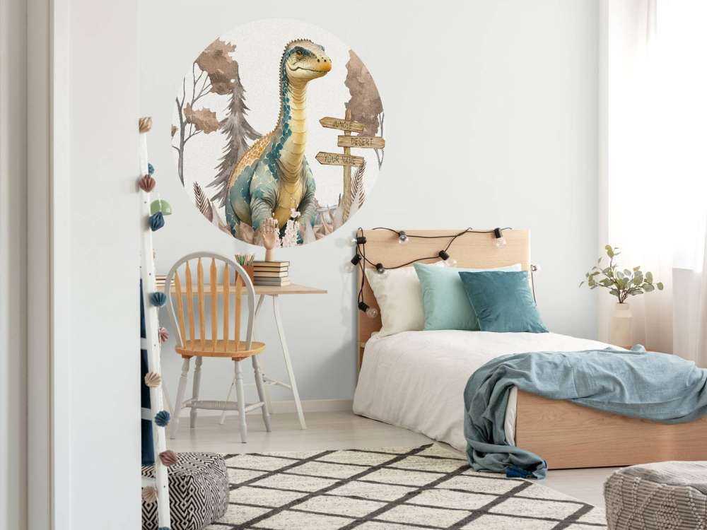 Baby brachiosaurus in the taupe jungle