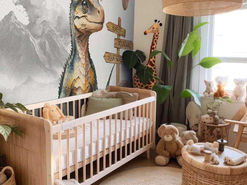 Baby velociraptor in the taupe jungle