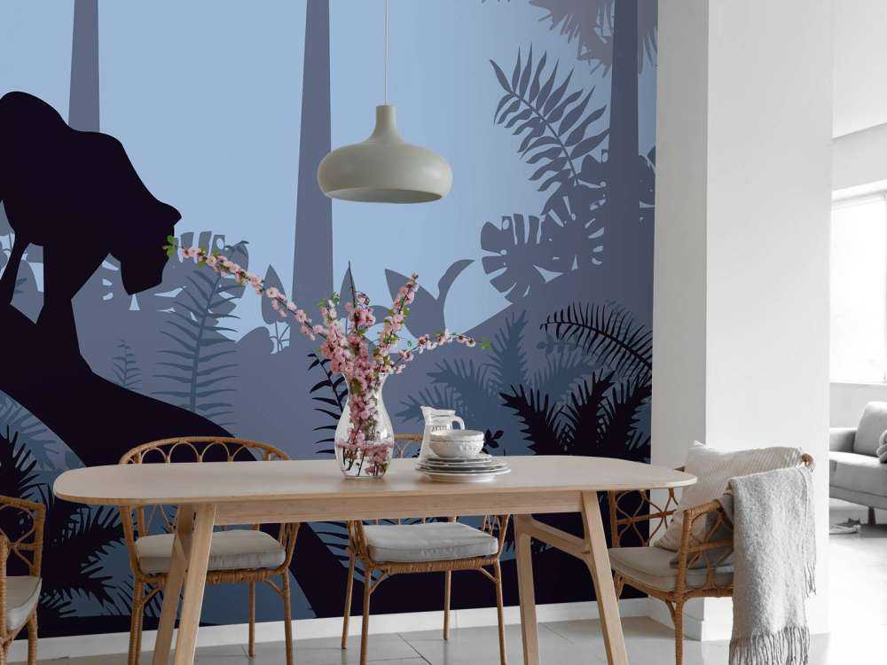 Leopard in a blue jungle