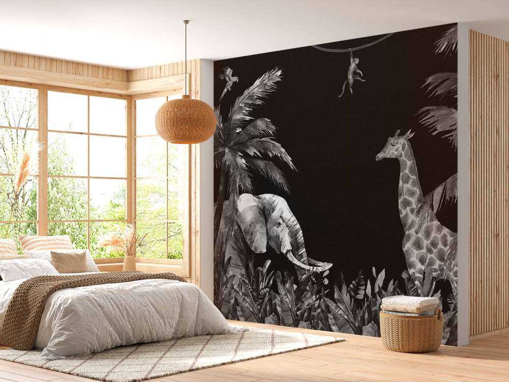 Black and white jungle animals