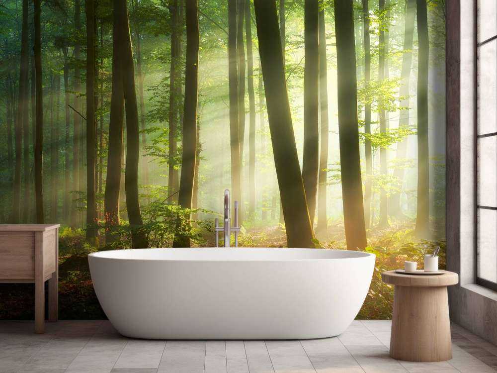 Morning sun among the trees