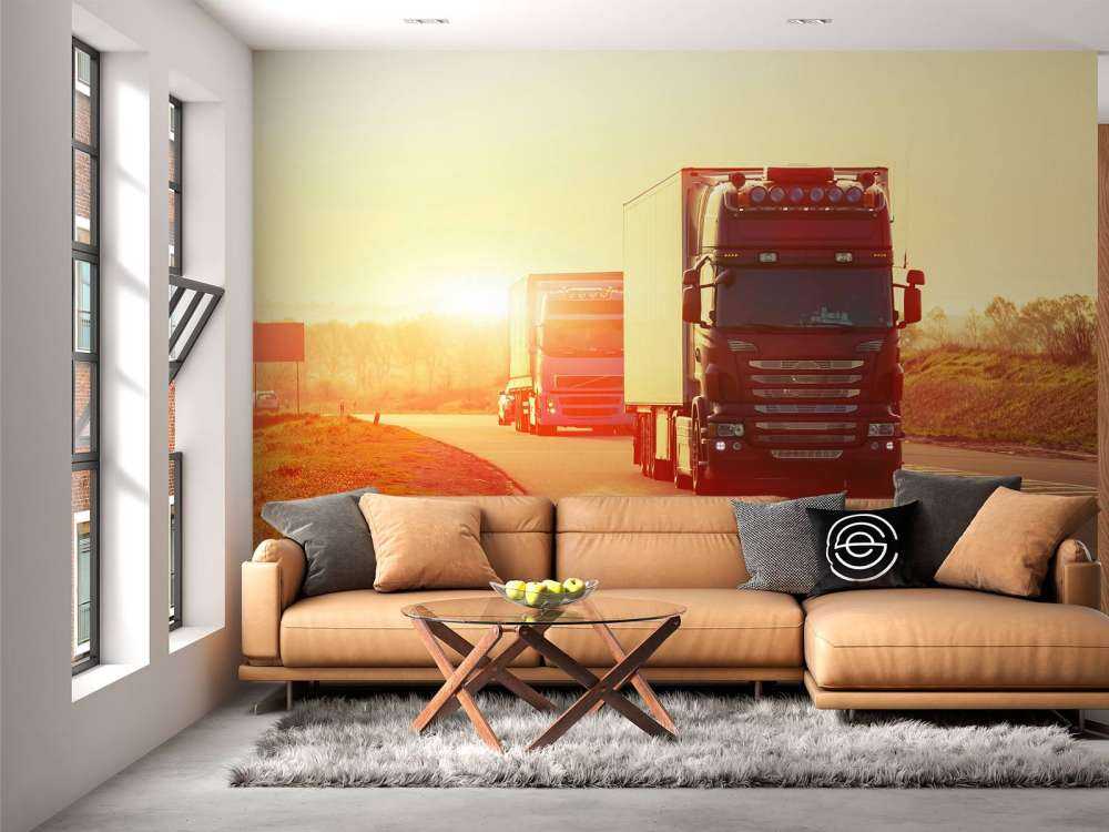 Trucks on a motorway