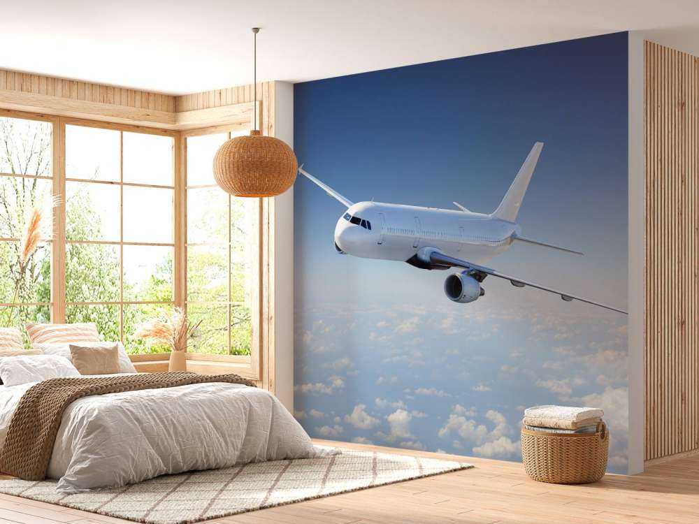 Airplane above the clouds