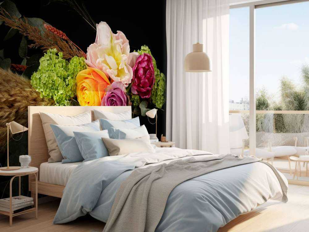 Flower bouquet with feather