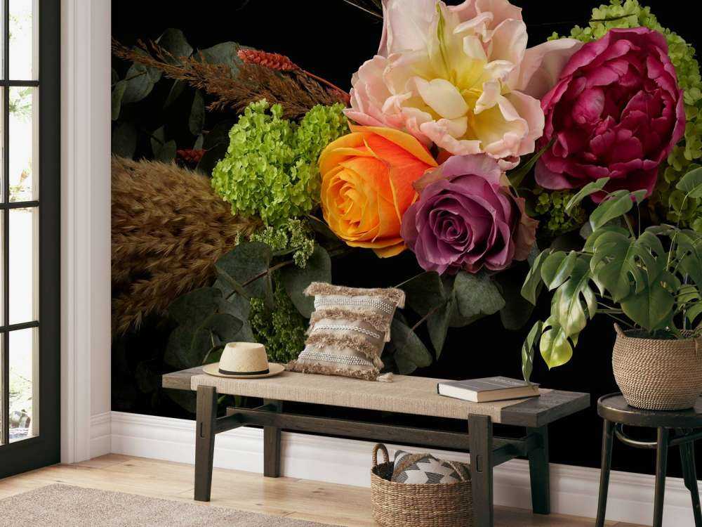 Flower bouquet with feather