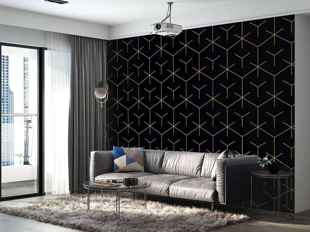 Geometric hexagons, black
