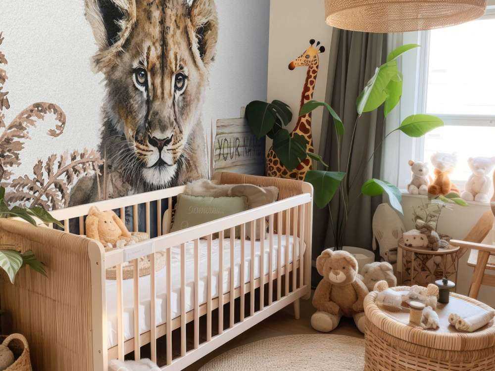 Baby lion in the jungle taupe