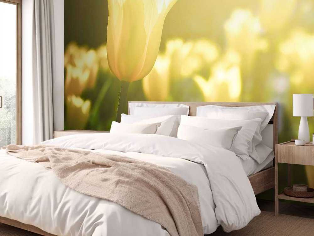 Wallpaper Mural - Close-up yellow tulip - Wallpaper Murals