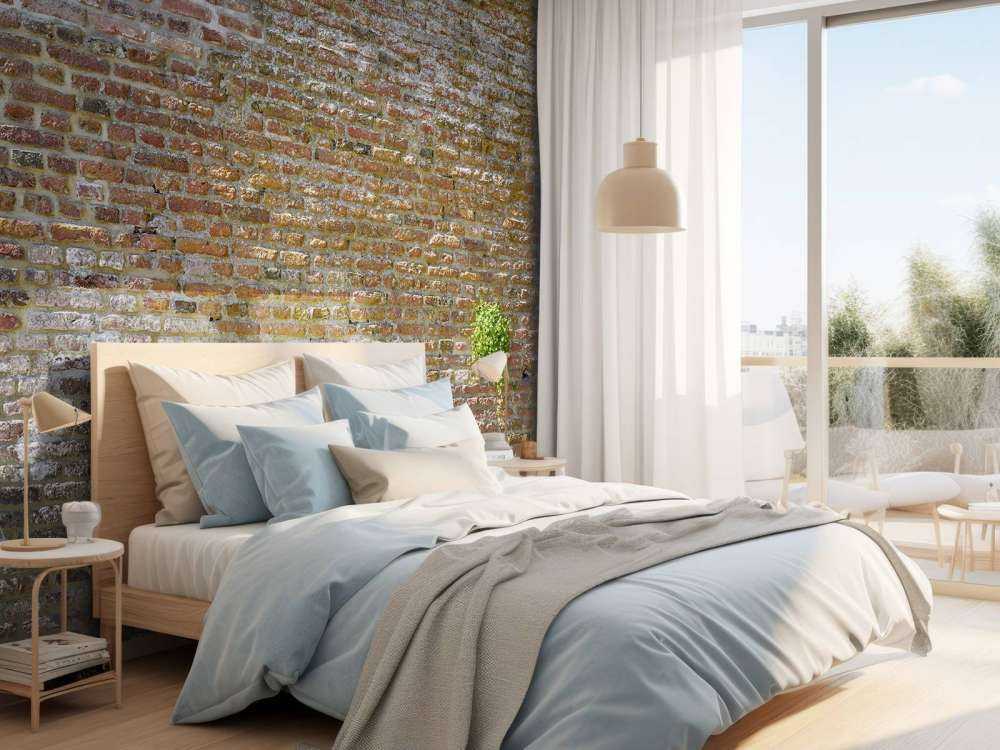 Old stone city wall with plants