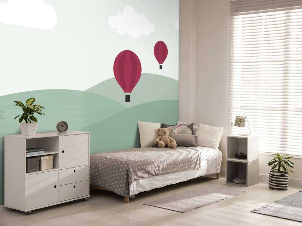 Hills with hot air balloons