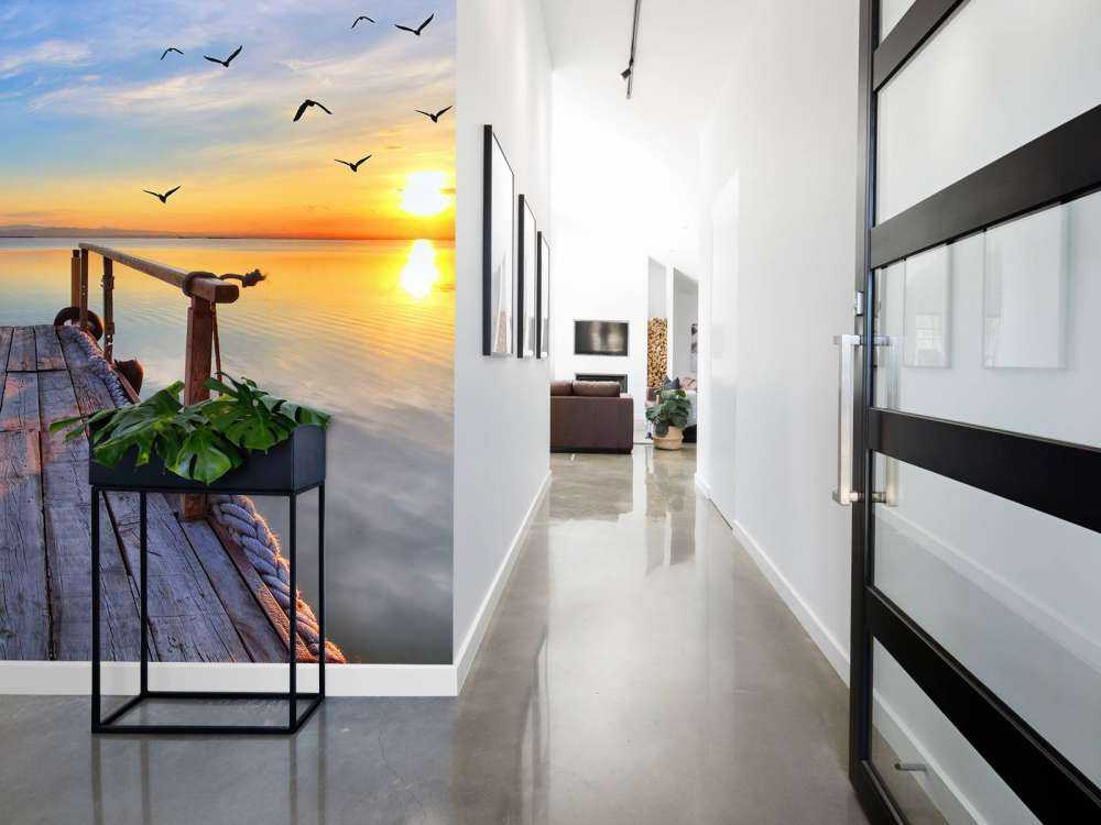 Birds above the sea