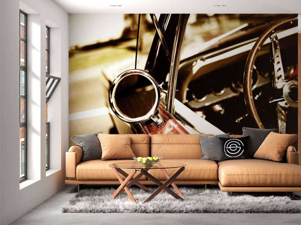 Closeup red classic car