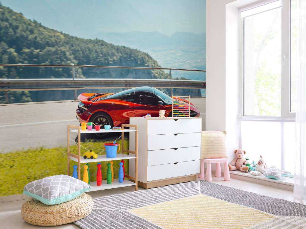 Driving through mountain scenery