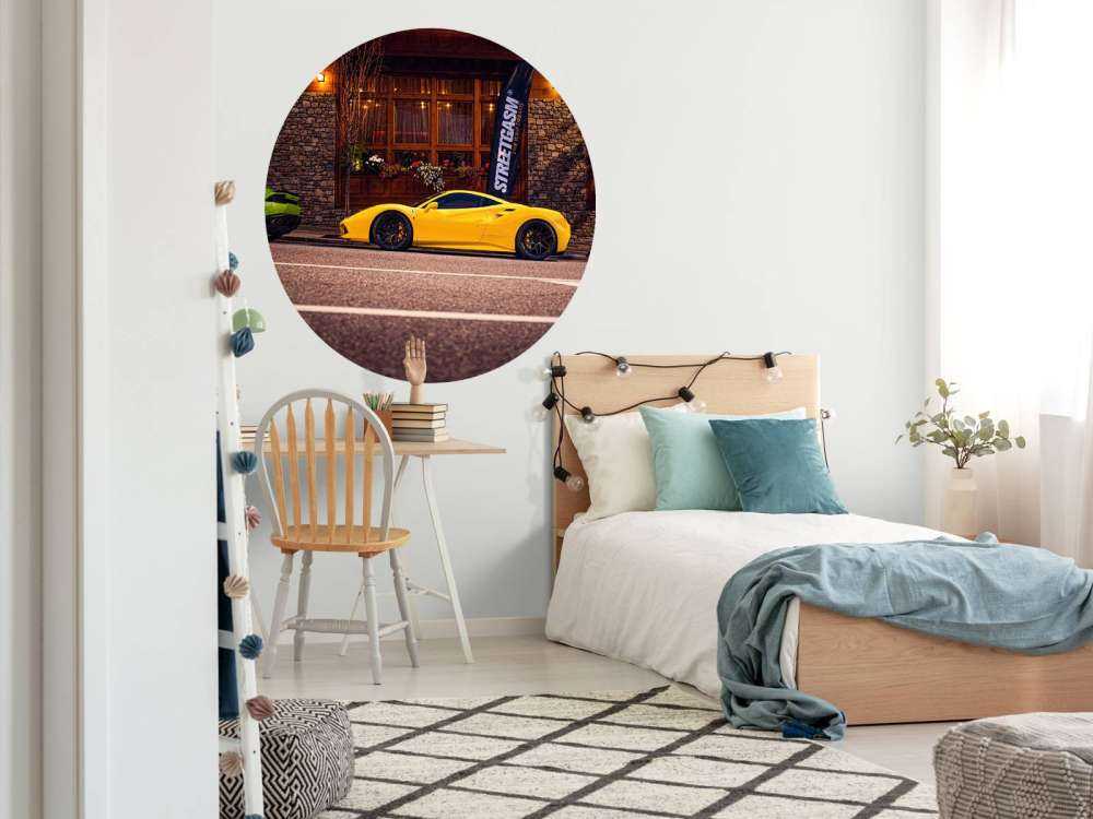 Exclusive cars at wooden lodge