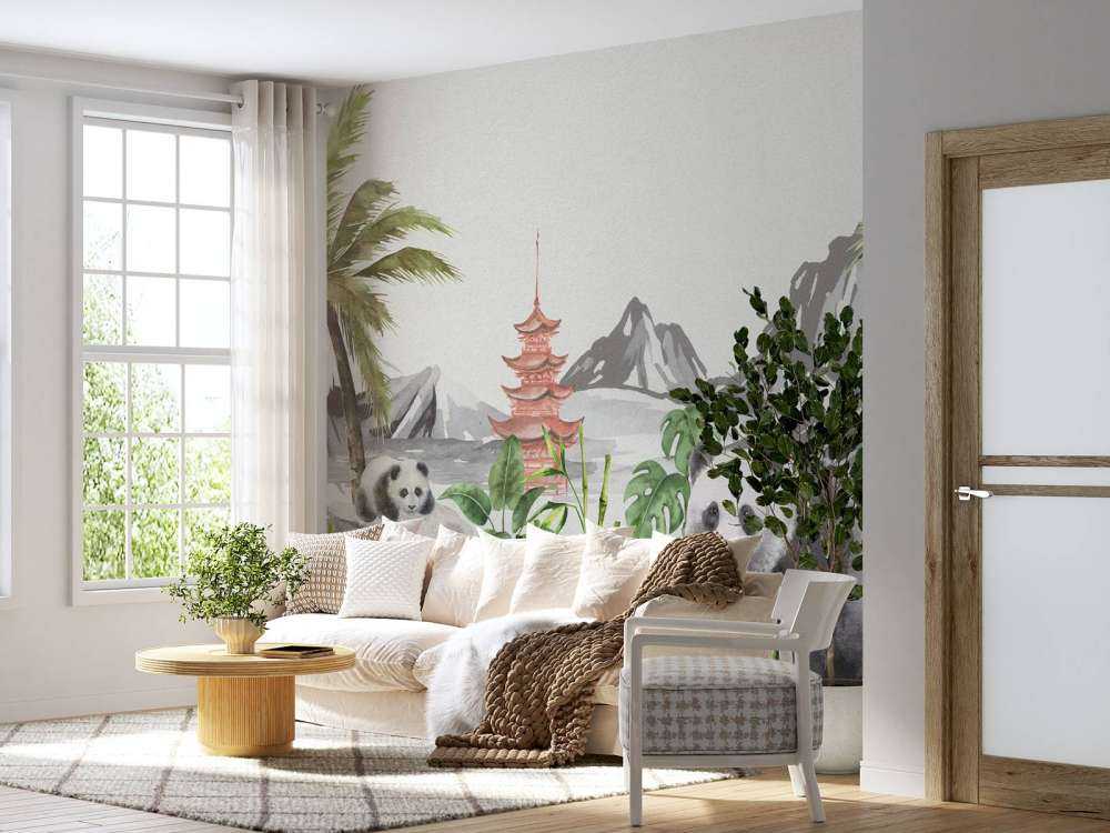 Pandas in bamboo jungle