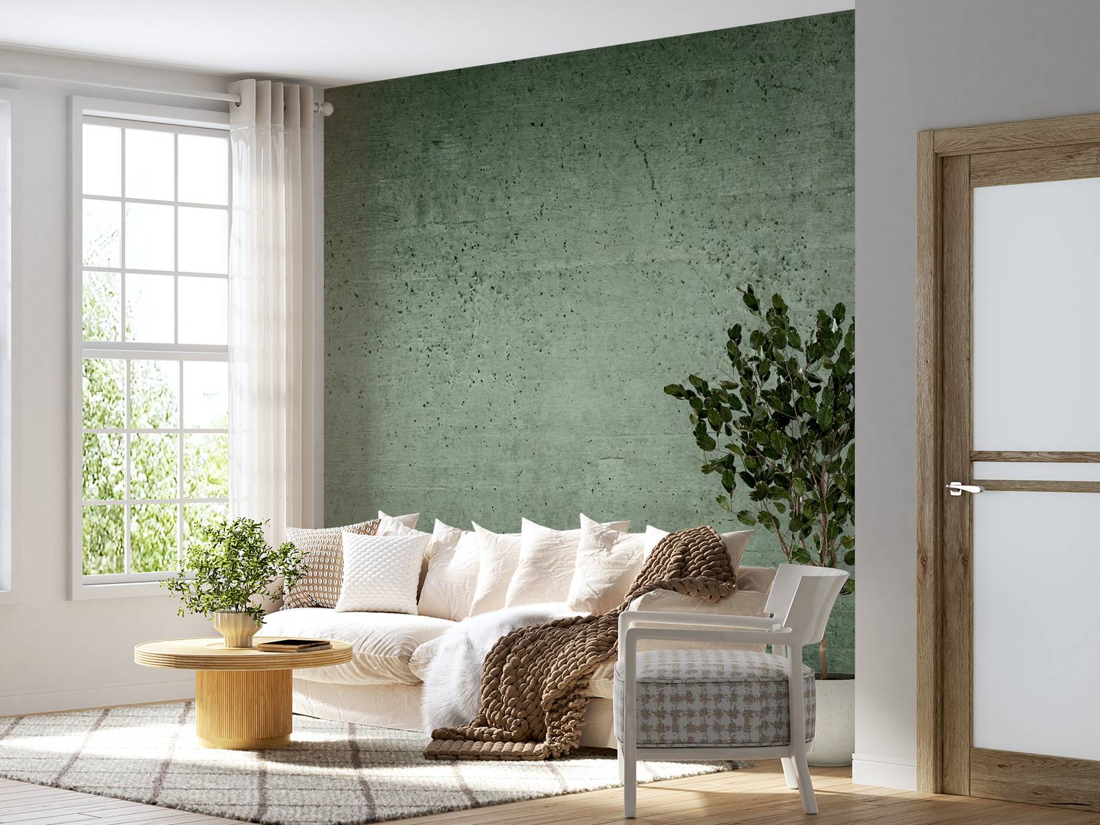 Green concrete wall