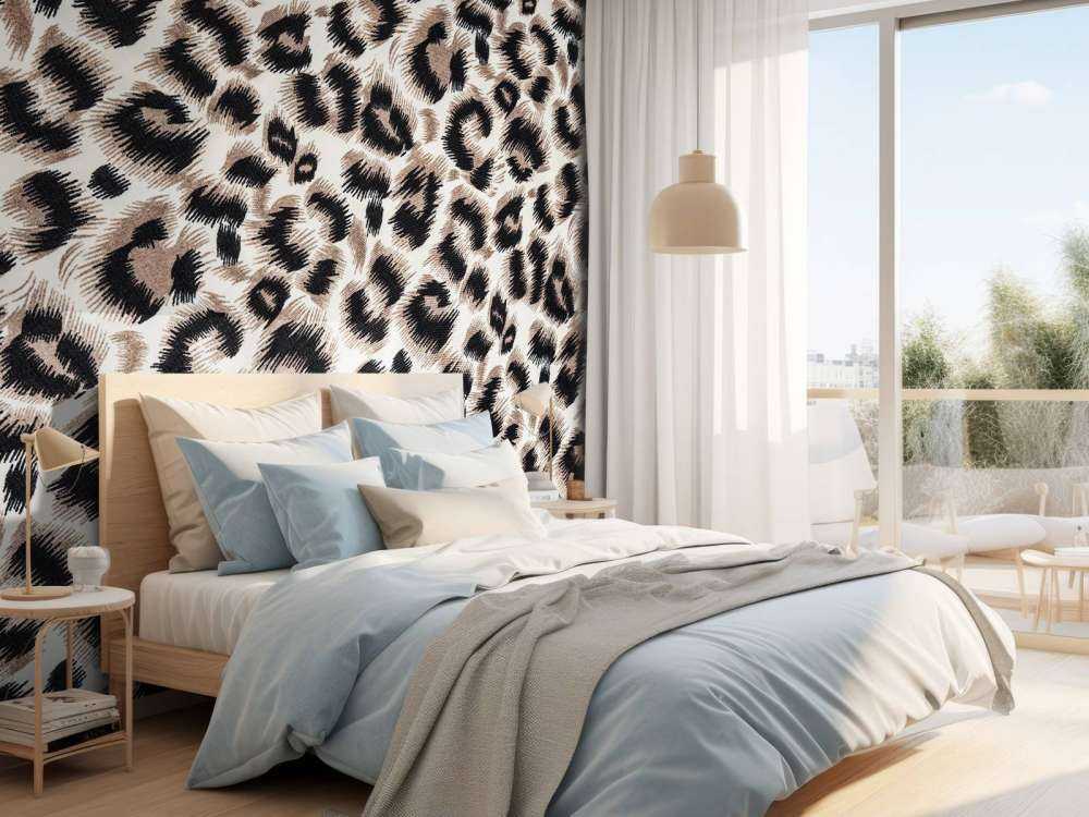 Beige coloured panther coat