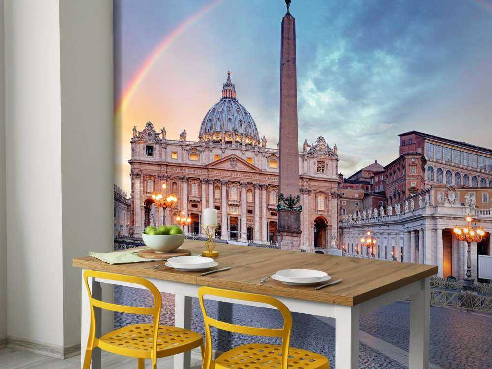 St Peter's Square with rainbow