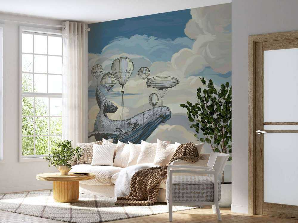 Hot air balloons with a whale