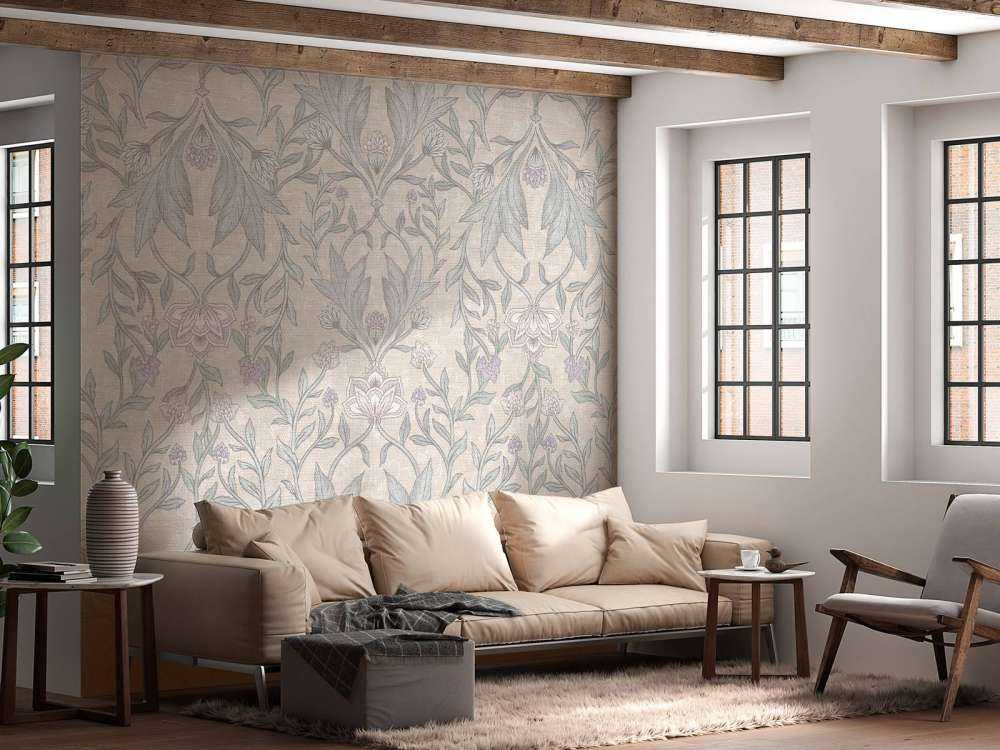Morris florals damask - neutral beige