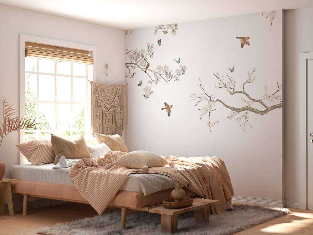 Blossom branches and birds