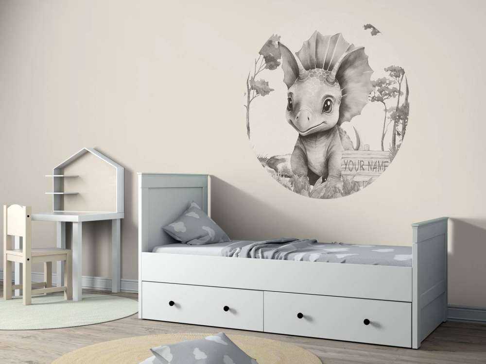 Baby triceratops in the beige jungle