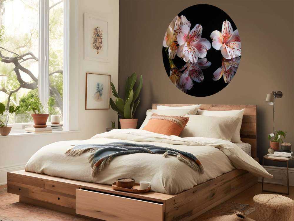 Alstroemeria flowers with reflection