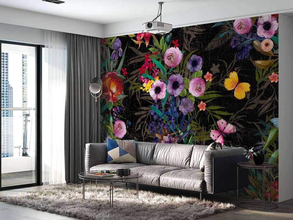 Bloemen design met een zwarte achtergrond