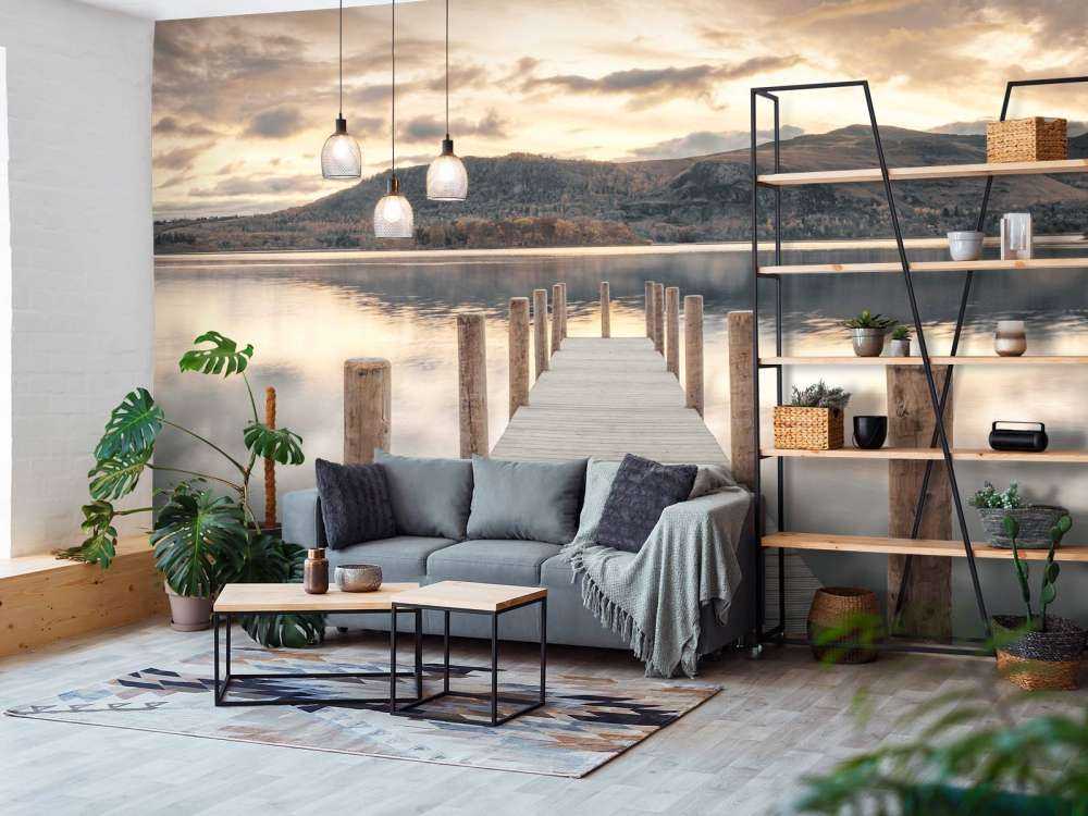 Wooden jetty at a lake