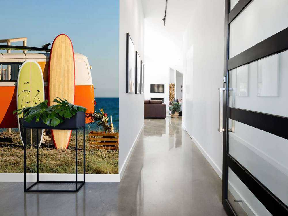 Bus with surfboard